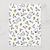 Peanuts | Snoopy & Woodstock B&W Bloempatroon Briefkaart (Voorkant)