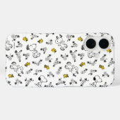 Peanuts | Snoopy & Woodstock B&W Bloempatroon Case-Mate iPhone Case (Achterkant (horizontaal))