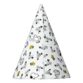 Peanuts | Snoopy & Woodstock B&W Bloempatroon Feesthoedjes (Achterkant)