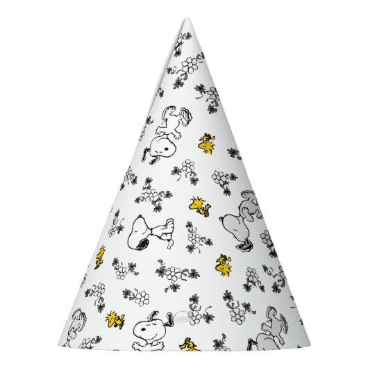 Peanuts | Snoopy & Woodstock B&W Bloempatroon Feesthoedjes (Links)