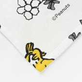 Peanuts | Snoopy & Woodstock B&W Bloempatroon Fleece Deken (Hoek)