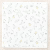 Peanuts | Snoopy & Woodstock B&W Bloempatroon Glazen Onderzetter (Achterkant)