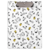 Peanuts | Snoopy & Woodstock B&W Bloempatroon Klembord (Voorkant)