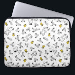 Peanuts | Snoopy & Woodstock B&W Bloempatroon Laptop Sleeve<br><div class="desc">Bekijk dit leuke Peanuts-ontwerp met Snoopy en Woodstock.</div>