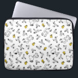 Peanuts | Snoopy & Woodstock B&W Bloempatroon Laptop Sleeve<br><div class="desc">Bekijk dit leuke Peanuts-ontwerp met Snoopy en Woodstock.</div>