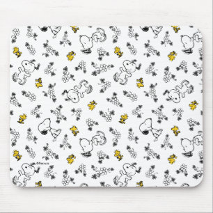Peanuts   Snoopy & Woodstock B&W Bloempatroon Muismat