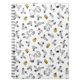 Peanuts | Snoopy & Woodstock B&W Bloempatroon Notitieboek (Voorkant)