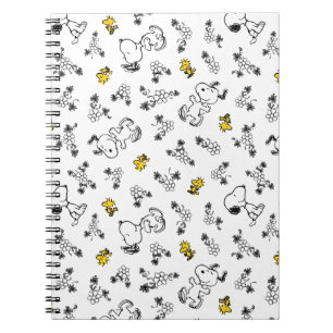 Peanuts   Snoopy & Woodstock B&W Bloempatroon Notitieboek