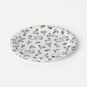 Peanuts | Snoopy & Woodstock B&W Bloempatroon Papieren Bordje (Gekanteld)