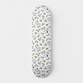 Peanuts | Snoopy & Woodstock B&W Bloempatroon Persoonlijk Skateboard (Voorkant)