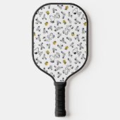 Peanuts | Snoopy & Woodstock B&W Bloempatroon Pickleball Paddle (Voorkant)