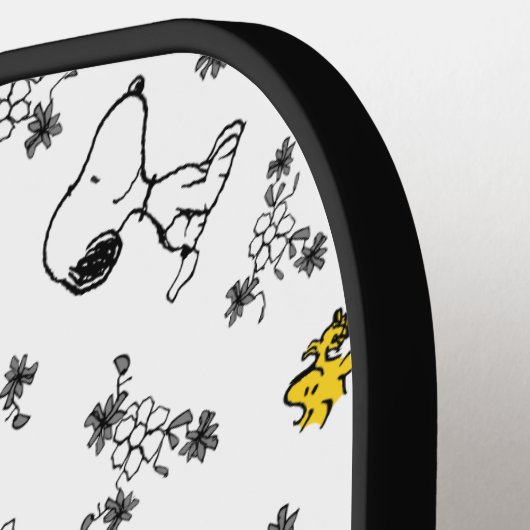 Peanuts | Snoopy & Woodstock B&W Bloempatroon Pickleball Paddle (Links Detail)