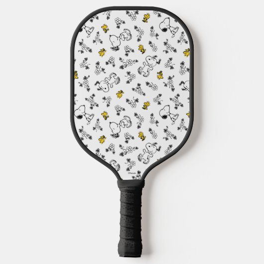 Peanuts | Snoopy & Woodstock B&W Bloempatroon Pickleball Paddle (Achterkant)