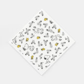 Peanuts | Snoopy & Woodstock B&W Bloempatroon Servet (Hoek)