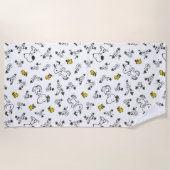 Peanuts | Snoopy & Woodstock B&W Bloempatroon Strandlaken (Voorkant)