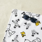 Peanuts | Snoopy & Woodstock B&W Bloempatroon Strandlaken (In situ)