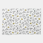 Peanuts | Snoopy & Woodstock B&W Bloempatroon Theedoek (Horizontaal)