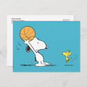 Peanuts | Snoopy & Woodstock Basketbal Briefkaart (Voorkant / Achterkant)