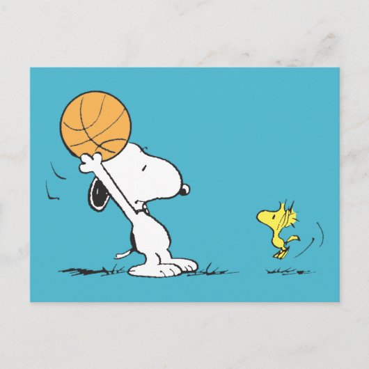 Peanuts | Snoopy & Woodstock Basketbal Briefkaart (Voorkant)