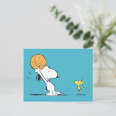 Peanuts | Snoopy & Woodstock Basketbal Briefkaart (Staand voorkant)