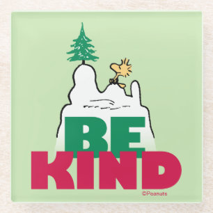Peanuts   Snoopy & Woodstock Be Kind Glazen Onderzetter