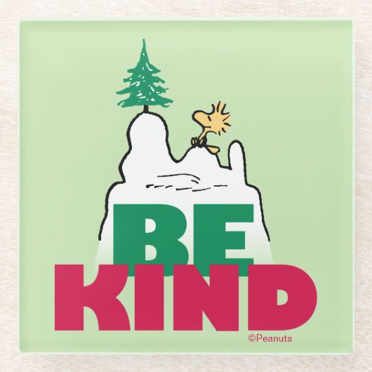 Peanuts | Snoopy & Woodstock Be Kind Glazen Onderzetter (Voorkant)