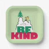 Peanuts | Snoopy & Woodstock Be Kind Papieren Bordje (Voorkant)