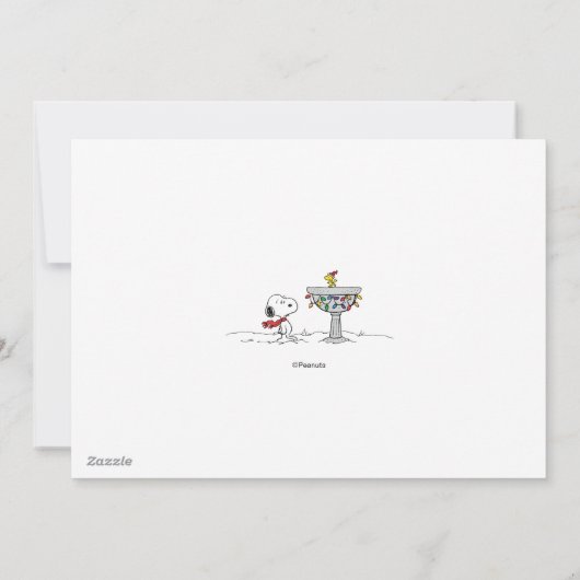 Peanuts | Snoopy & Woodstock Bevroren Vogeldrinkba Feestdagenkaart (Achterkant)
