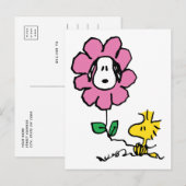Peanuts | Snoopy & Woodstock Bloem Briefkaart (Voorkant / Achterkant)