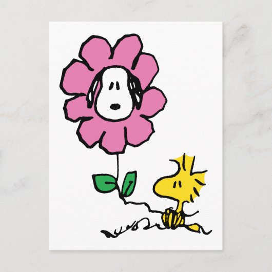Peanuts | Snoopy & Woodstock Bloem Briefkaart (Voorkant)