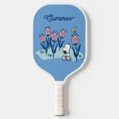 Peanuts Snoopy & Woodstock Bloem | Jouw namen toev Pickleball Paddle (Voorkant)