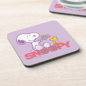 Peanuts | Snoopy & Woodstock Bloemen Bier Onderzetter (Linkerzijde)