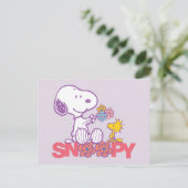 Peanuts | Snoopy & Woodstock Bloemen Briefkaart (Staand voorkant)
