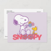 Peanuts | Snoopy & Woodstock Bloemen Briefkaart (Voorkant / Achterkant)