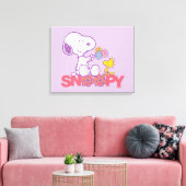 Peanuts | Snoopy & Woodstock Bloemen Canvas Afdruk (Insitu (Woonkamer))