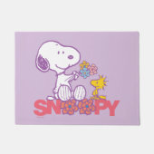 Peanuts | Snoopy & Woodstock Bloemen Deurmat (Voorkant)