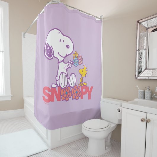 Peanuts | Snoopy & Woodstock Bloemen Douchegordijn