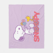 Peanuts | Snoopy & Woodstock Bloemen Fleece Deken (Voorkant)