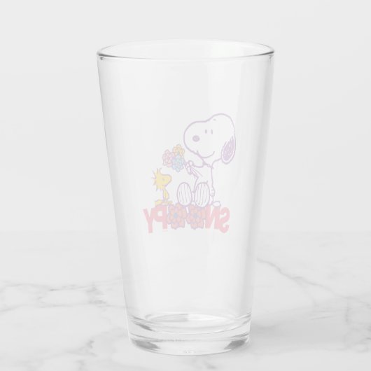 Peanuts | Snoopy & Woodstock Bloemen Glas (Achterkant)