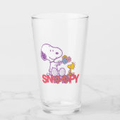 Peanuts | Snoopy & Woodstock Bloemen Glas (Voorkant)
