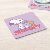Peanuts | Snoopy & Woodstock Bloemen Kartonnen Onderzetters (Schuin)