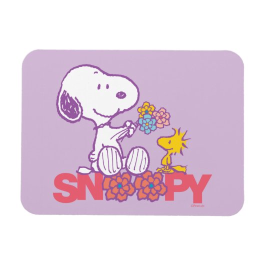 Peanuts | Snoopy & Woodstock Bloemen Magneet (Horizontaal)