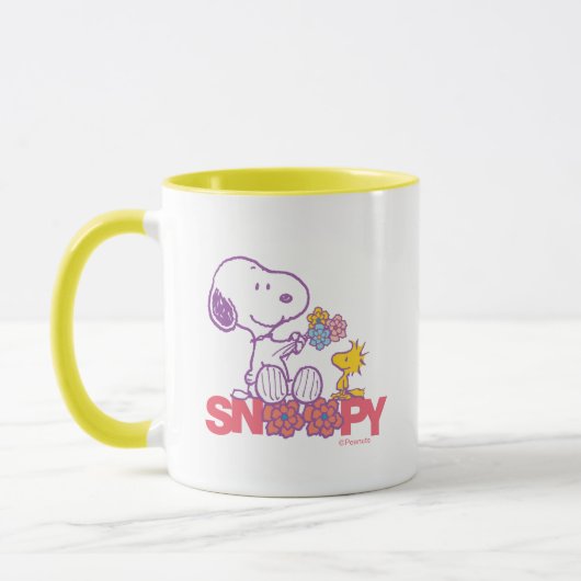 Peanuts | Snoopy & Woodstock Bloemen Mok (Links)