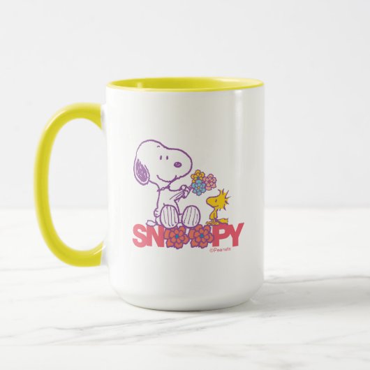 Peanuts | Snoopy & Woodstock Bloemen Mok (Links)