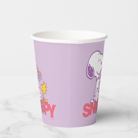 Peanuts | Snoopy & Woodstock Bloemen Papieren Bekers (Rechts)