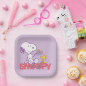 Peanuts | Snoopy & Woodstock Bloemen Papieren Bordje (Feest)