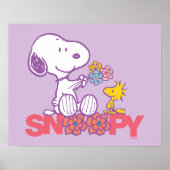 Peanuts | Snoopy & Woodstock Bloemen Poster (Voorkant)