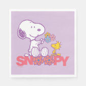 Peanuts | Snoopy & Woodstock Bloemen Servet (Voorkant)