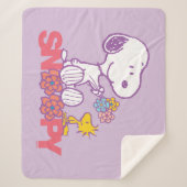 Peanuts | Snoopy & Woodstock Bloemen Sherpa Deken (Voorkant)