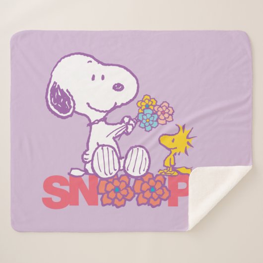 Peanuts | Snoopy & Woodstock Bloemen Sherpa Deken (Voorkant (horizontaal))